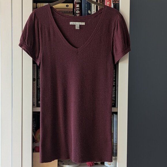 Plum-Colored Lightweight Short Sleeve Sweater / Size L - Picture 1 of 6